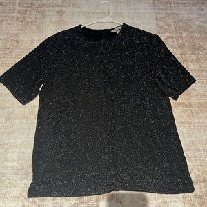H&M Holiday Silver Shimmer Crew Neck Metallic Party Blouse/Top XS
